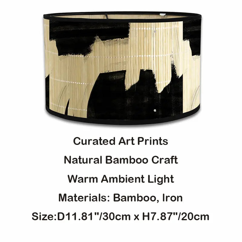 Modern Abstract & Tribal Print Lamp Shade | Black & Natural Boho Decor