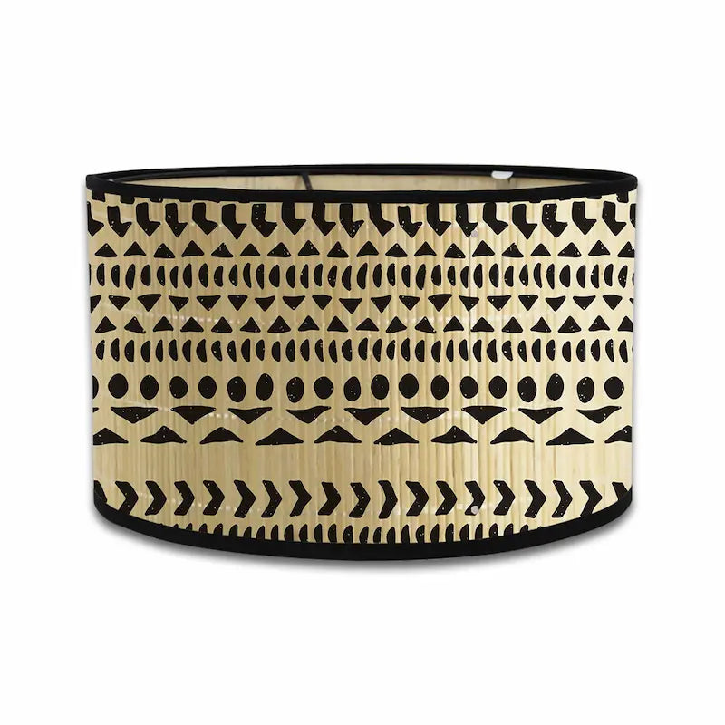 Modern Abstract & Tribal Print Lamp Shade | Black & Natural Boho Decor