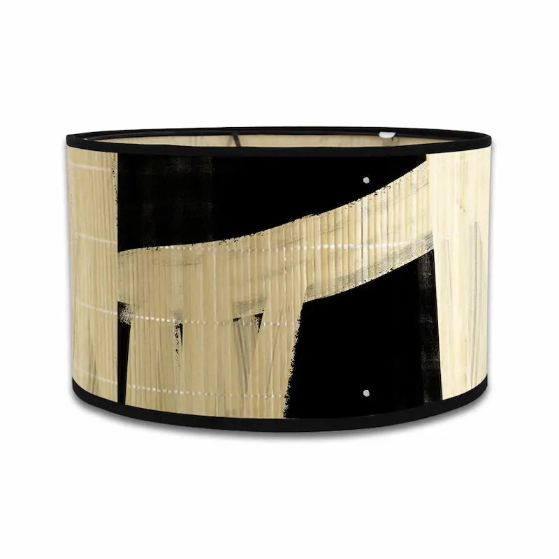 Modern Abstract & Tribal Print Lamp Shade | Black & Natural Boho Decor