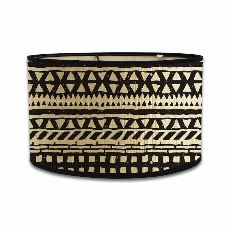 Modern Abstract & Tribal Print Lamp Shade | Black & Natural Boho Decor