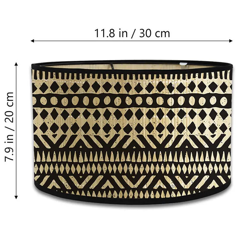 Modern Abstract & Tribal Print Lamp Shade | Black & Natural Boho Decor