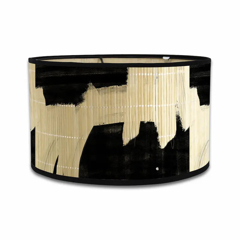 Modern Abstract & Tribal Print Lamp Shade | Black & Natural Boho Decor