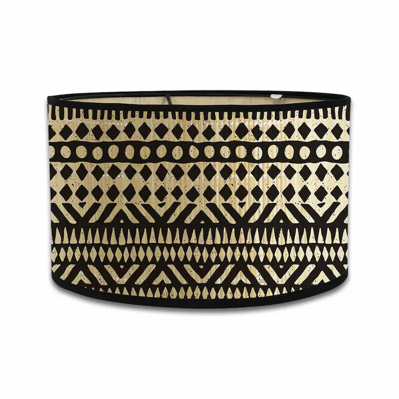 Modern Abstract & Tribal Print Lamp Shade | Black & Natural Boho Decor