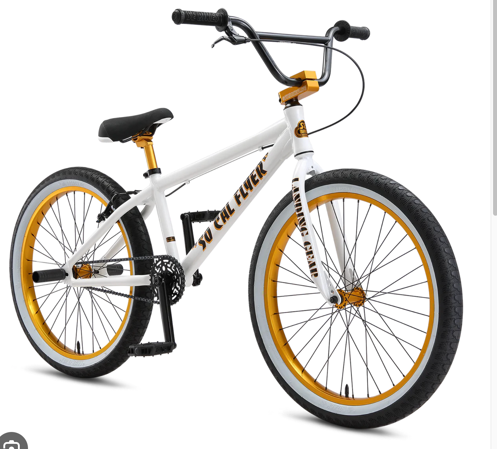 SE Bikes So Cal Flyer 24 BMX Bike White / Gold 2024